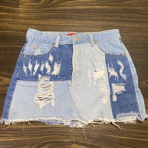 DENIM PATCHWORK MINI SKIRT FROM THE HAMPTONS